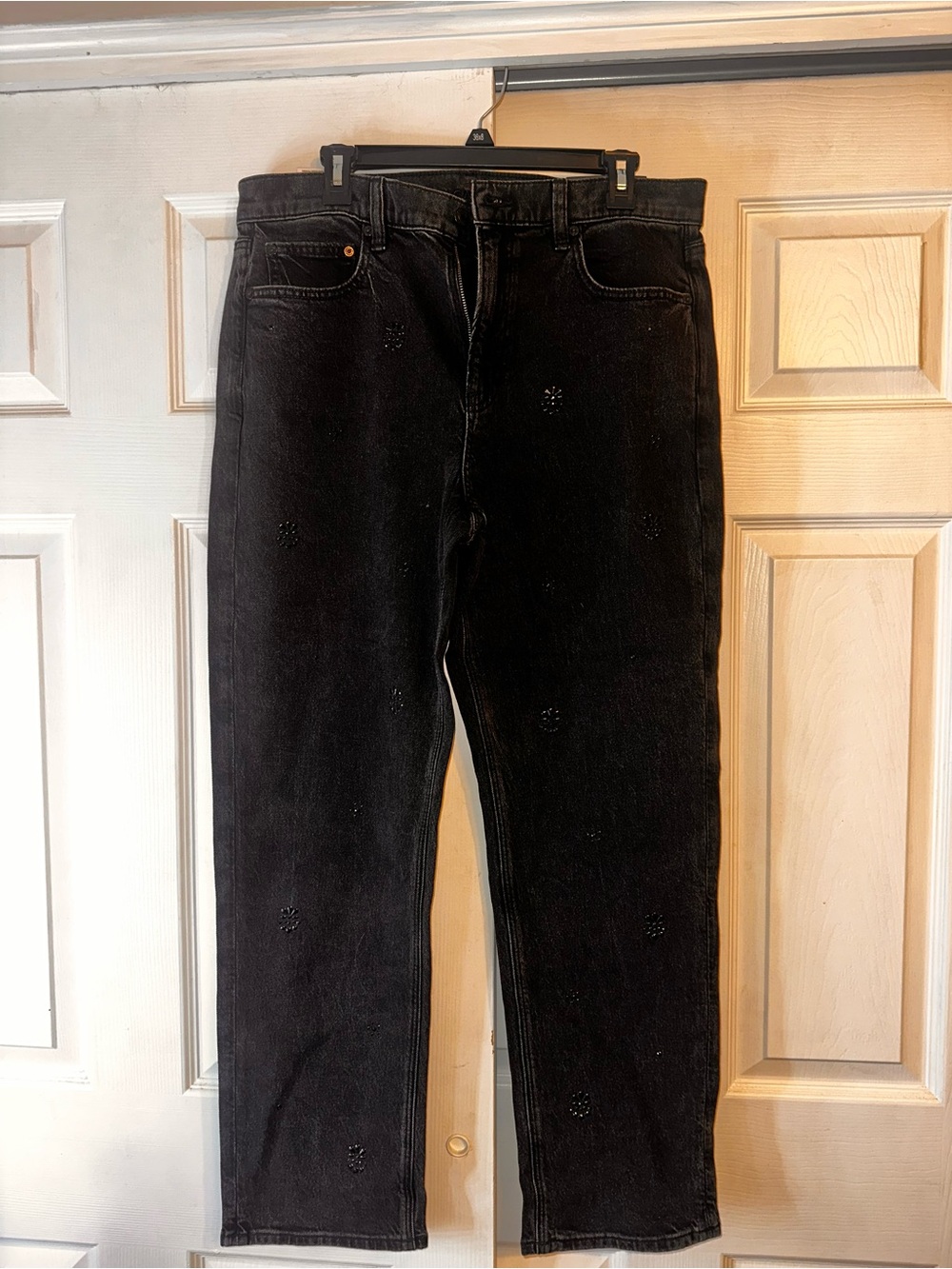 American eagle super high rise straight jeweled jeans